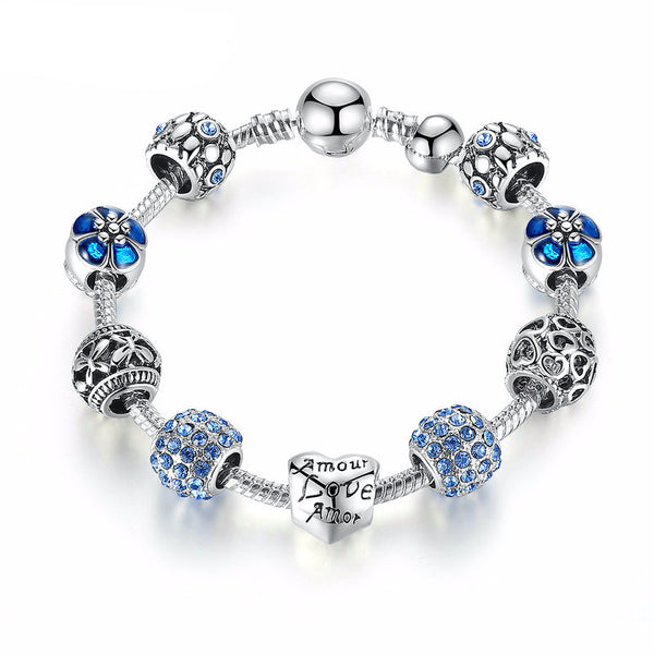 Love & Flower Charm Bracelet
