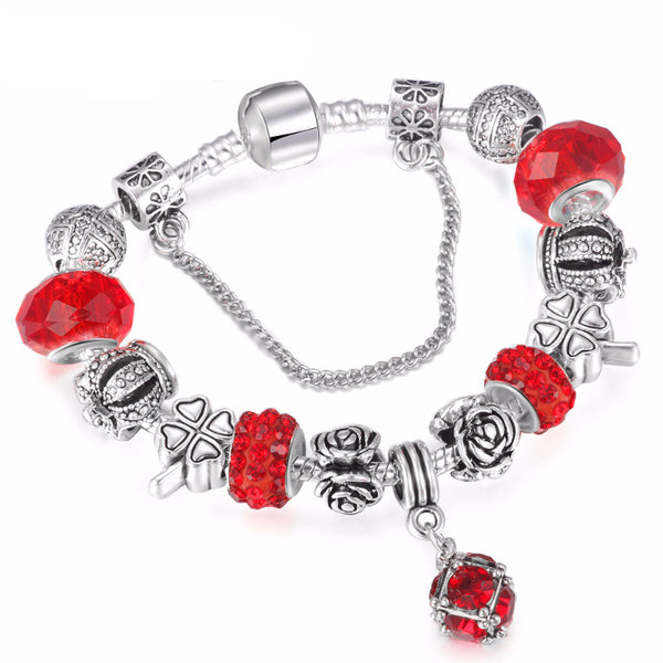 Vintage-Style Crystal Charm Bracelet