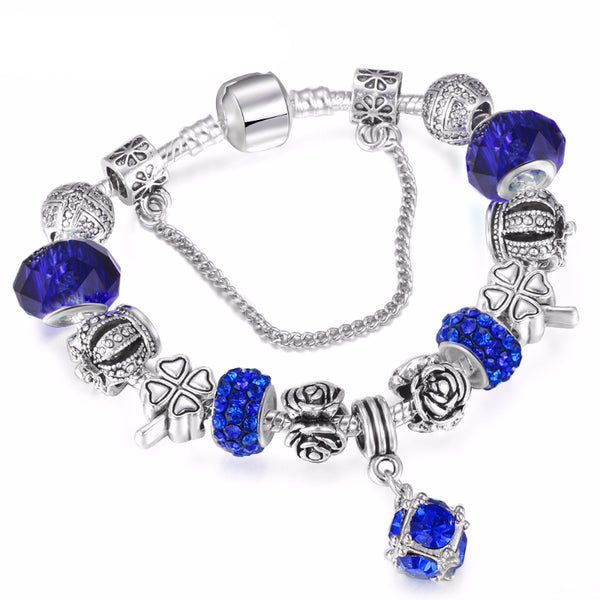 Vintage-Style Crystal Charm Bracelet