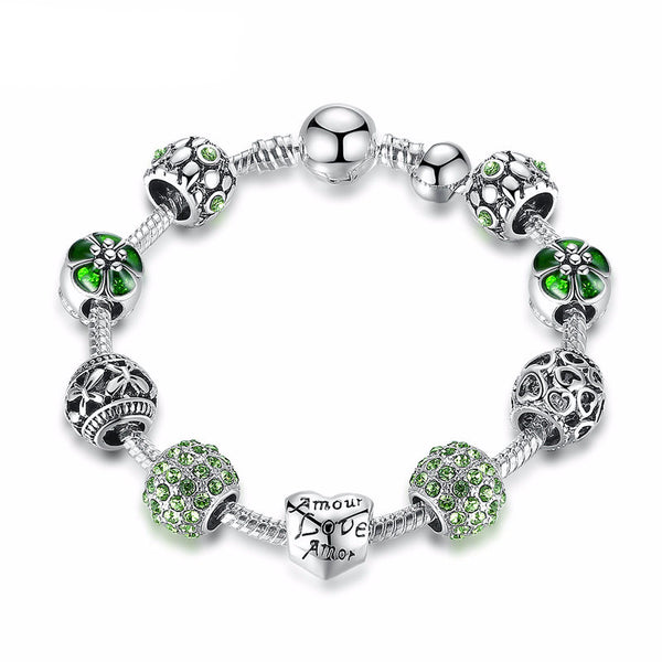 Love & Flower Charm Bracelet