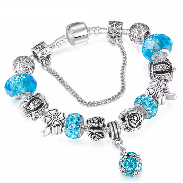 Vintage-Style Crystal Charm Bracelet