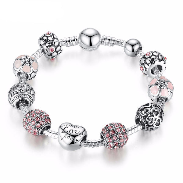 Love & Flower Charm Bracelet