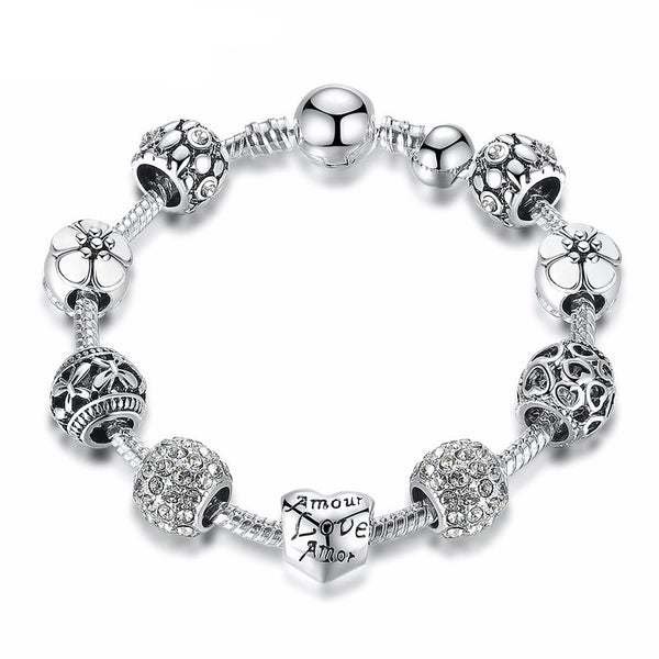 Love & Flower Charm Bracelet