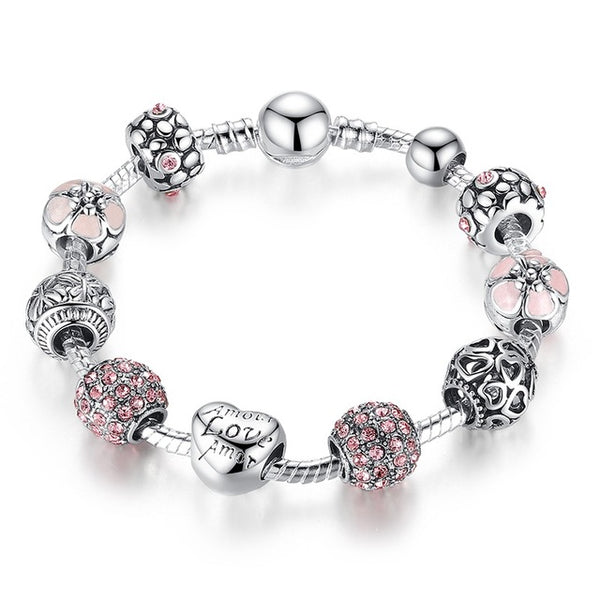 Love & Flower Charm Bracelet
