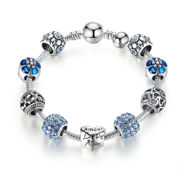 Love & Flower Charm Bracelet