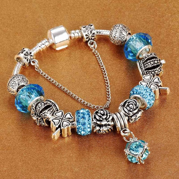Vintage-Style Crystal Charm Bracelet